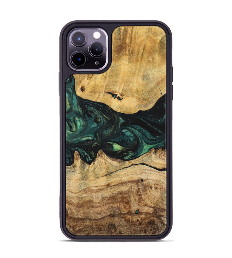 iPhone 11 Pro Max Wood+Resin Phone Case - Claire (Green, 700315)