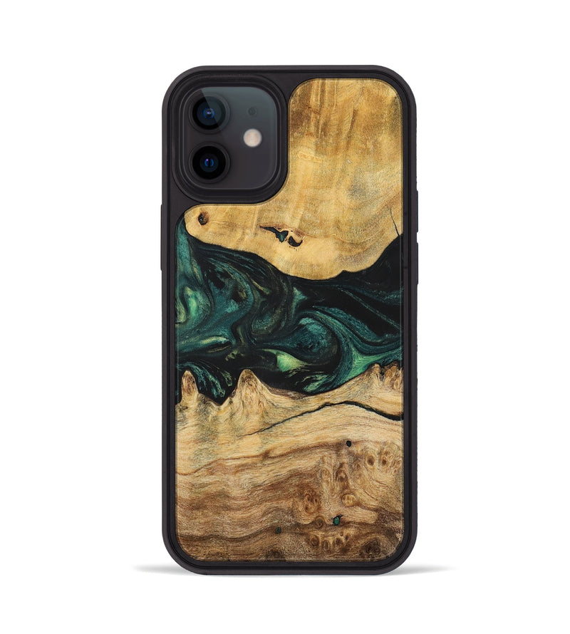 iPhone 12 Wood+Resin Phone Case - Claire (Green, 700315)