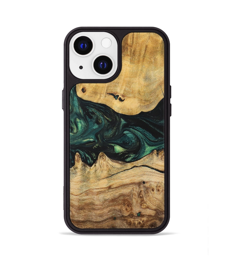 iPhone 13 Wood+Resin Phone Case - Claire (Green, 700315)