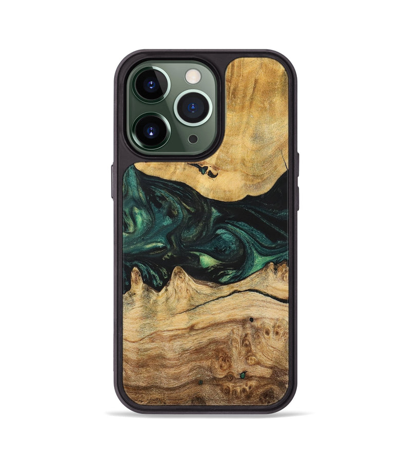 iPhone 13 Pro Wood+Resin Phone Case - Claire (Green, 700315)