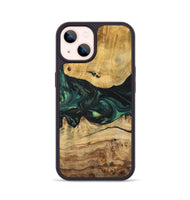 iPhone 14 Wood+Resin Phone Case - Claire (Green, 700315)