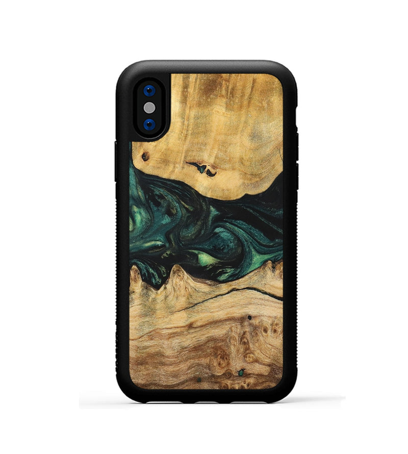 iPhone Xs Wood+Resin Phone Case - Claire (Green, 700315)