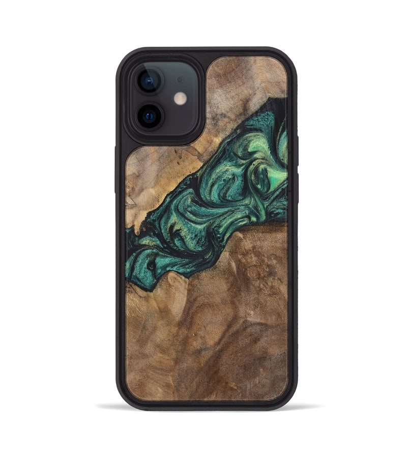iPhone 12 Wood+Resin Phone Case - Doris (Green, 700317)