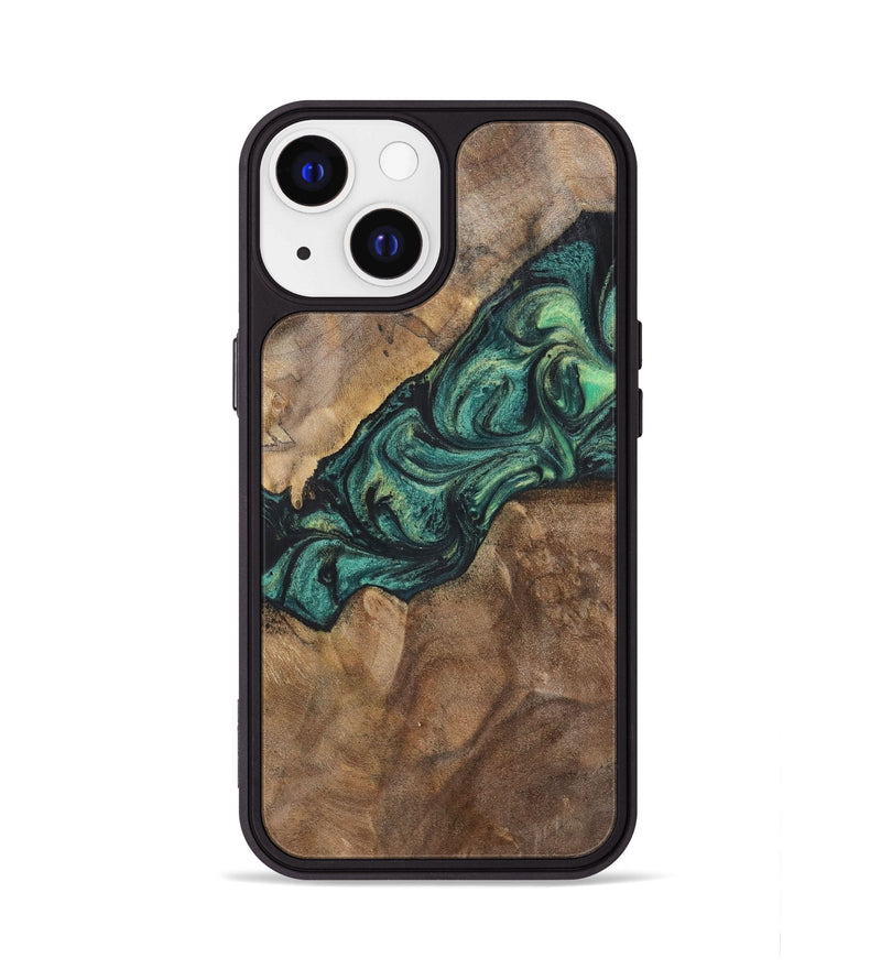 iPhone 13 Wood+Resin Phone Case - Doris (Green, 700317)