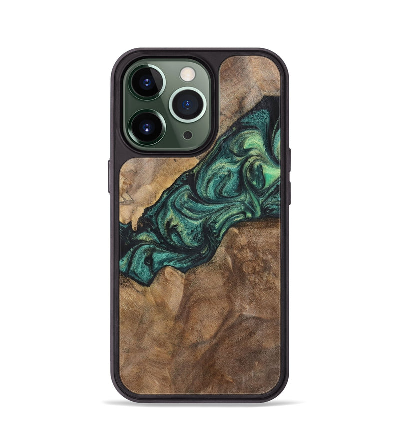 iPhone 13 Pro Wood+Resin Phone Case - Doris (Green, 700317)