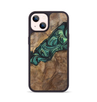 iPhone 14 Wood+Resin Phone Case - Doris (Green, 700317)