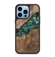 iPhone 14 Pro Max Wood+Resin Phone Case - Doris (Green, 700317)