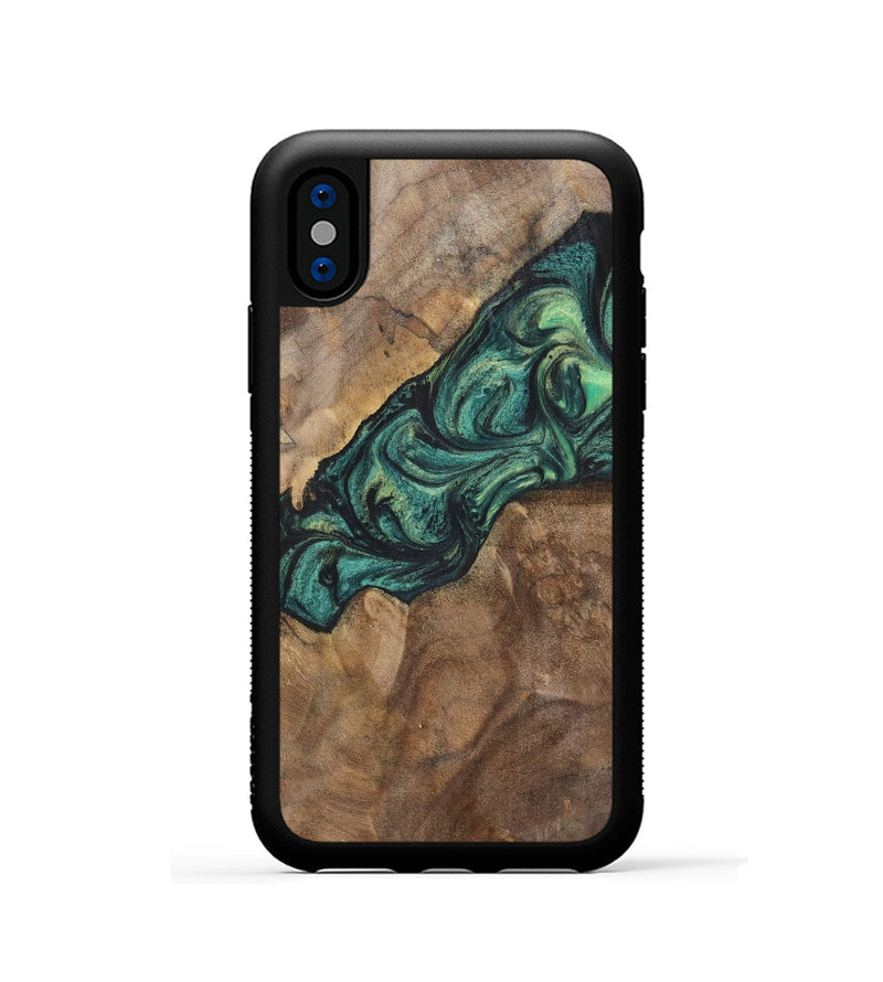 iPhone Xs Wood+Resin Phone Case - Doris (Green, 700317)