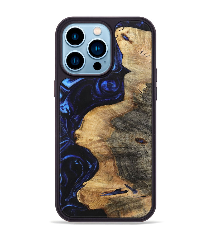 iPhone 14 Pro Max Wood+Resin Phone Case - Timmy (Blue, 700323)