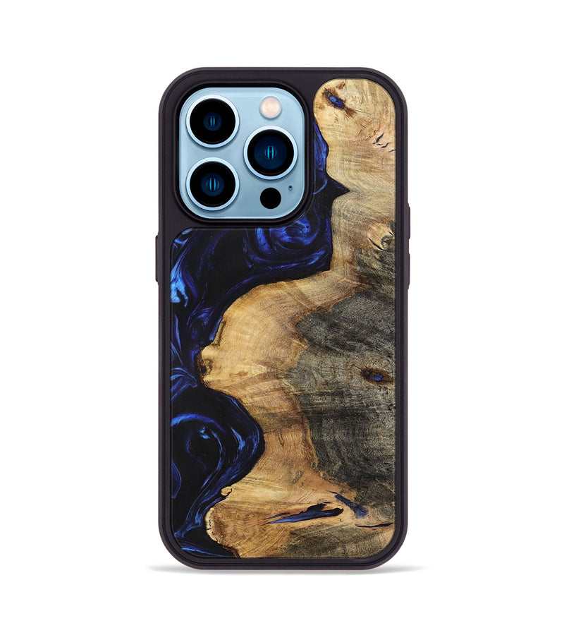 iPhone 14 Pro Wood+Resin Phone Case - Timmy (Blue, 700323)