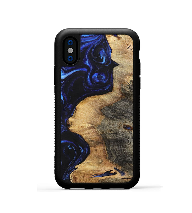 iPhone Xs Wood+Resin Phone Case - Timmy (Blue, 700323)