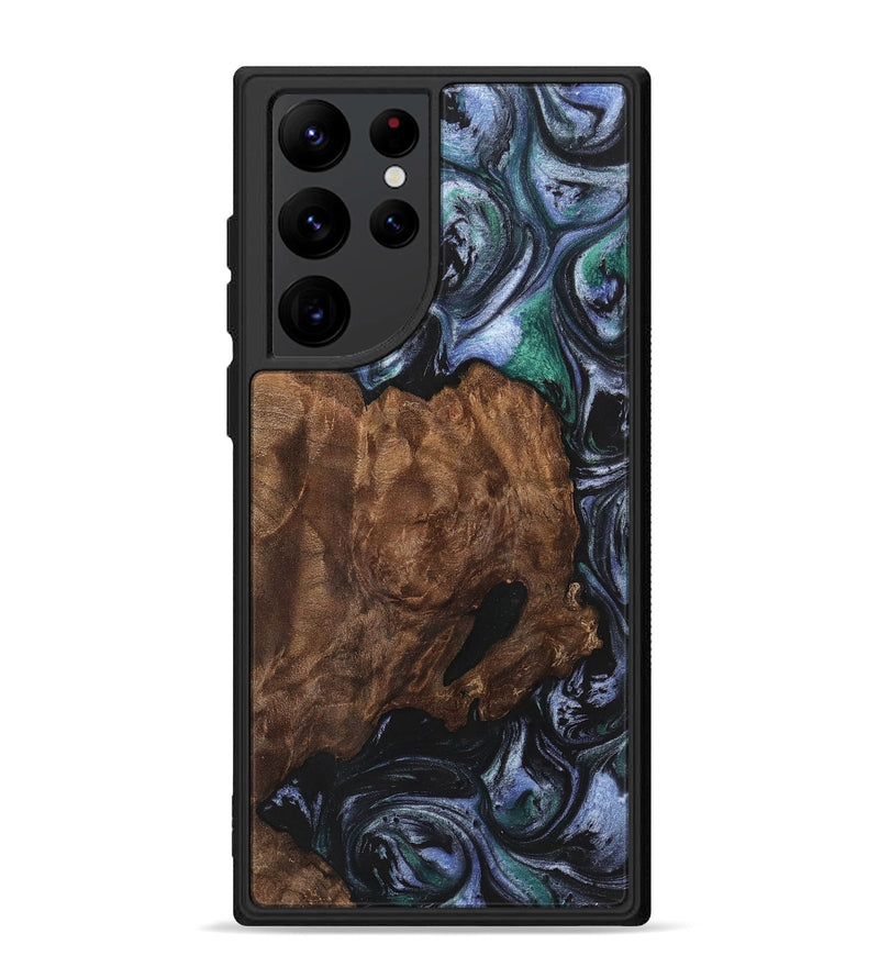 Galaxy S22 Ultra Wood+Resin Phone Case - Maximus (Blue, 700326)