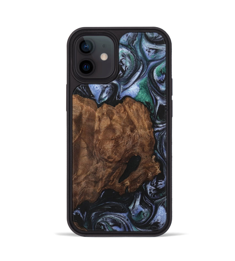 iPhone 12 Wood+Resin Phone Case - Maximus (Blue, 700326)