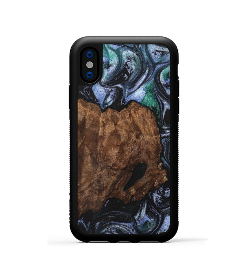 iPhone Xs Wood+Resin Phone Case - Maximus (Blue, 700326)