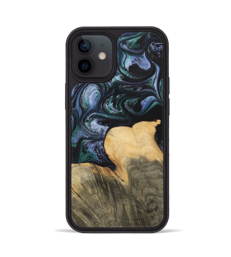 iPhone 12 Wood+Resin Phone Case - Dale (Blue, 700330)