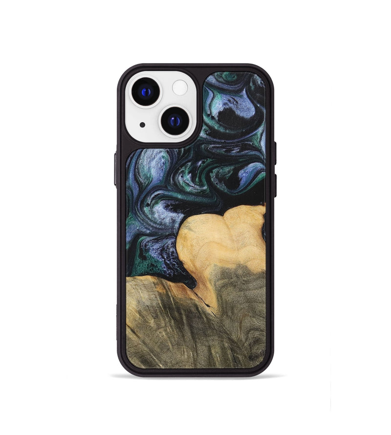 iPhone 13 mini Wood+Resin Phone Case - Dale (Blue, 700330)