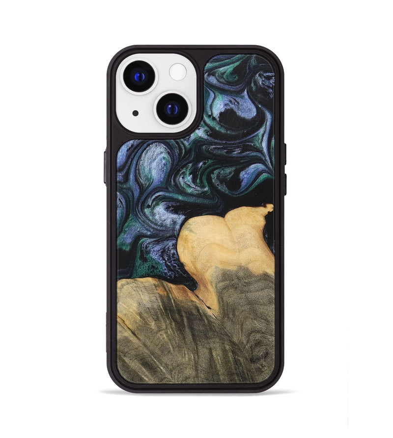 iPhone 13 Wood+Resin Phone Case - Dale (Blue, 700330)