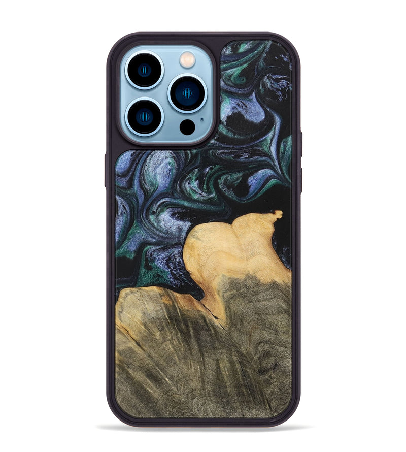 iPhone 14 Pro Max Wood+Resin Phone Case - Dale (Blue, 700330)