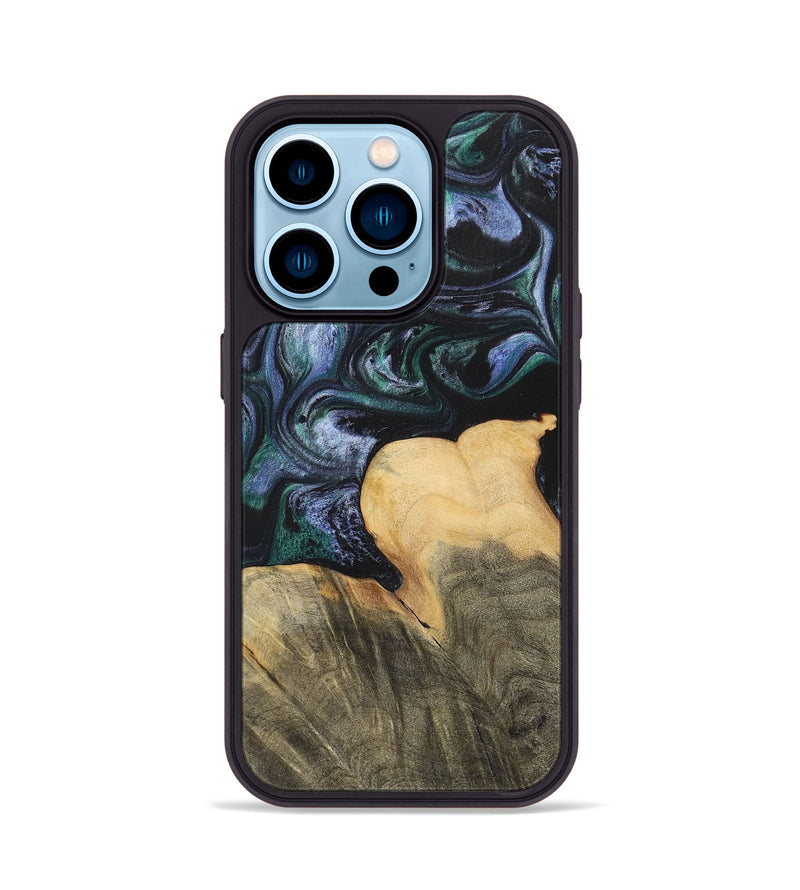 iPhone 14 Pro Wood+Resin Phone Case - Dale (Blue, 700330)