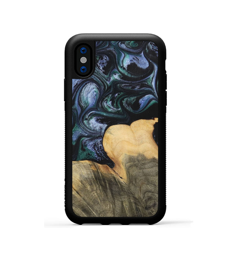 iPhone Xs Wood+Resin Phone Case - Dale (Blue, 700330)