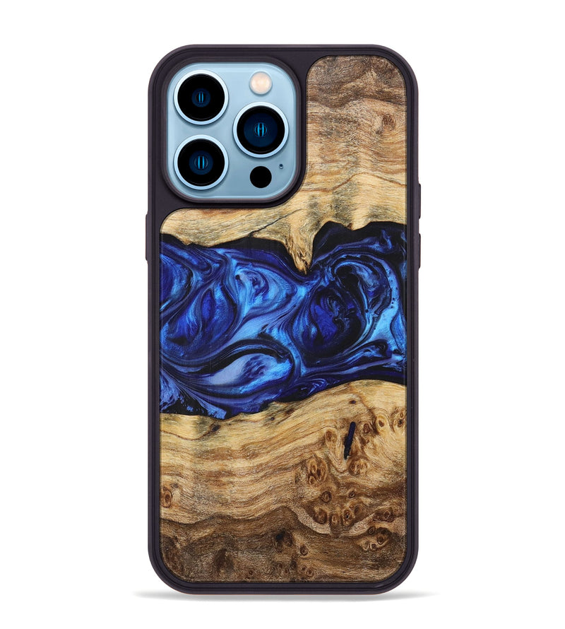 iPhone 14 Pro Max Wood+Resin Phone Case - Claude (Blue, 700333)