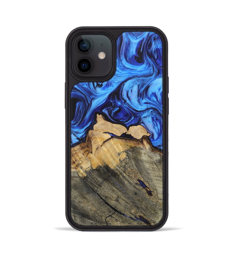 iPhone 12 Wood+Resin Phone Case - Juniper (Blue, 700335)