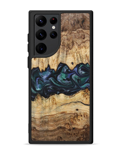 Galaxy S22 Ultra Wood+Resin Phone Case - Muriel (Blue, 700338)
