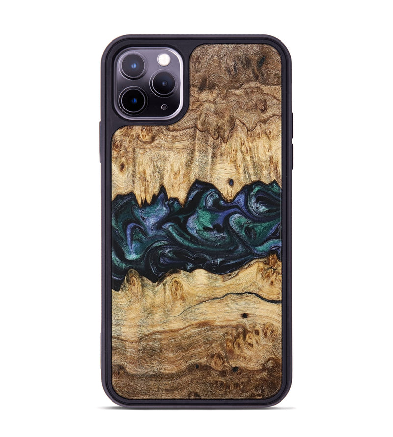 iPhone 11 Pro Max Wood+Resin Phone Case - Muriel (Blue, 700338)