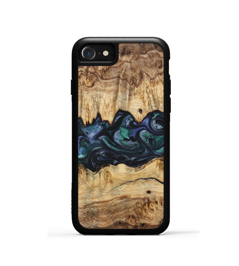 iPhone SE Wood+Resin Phone Case - Muriel (Blue, 700338)