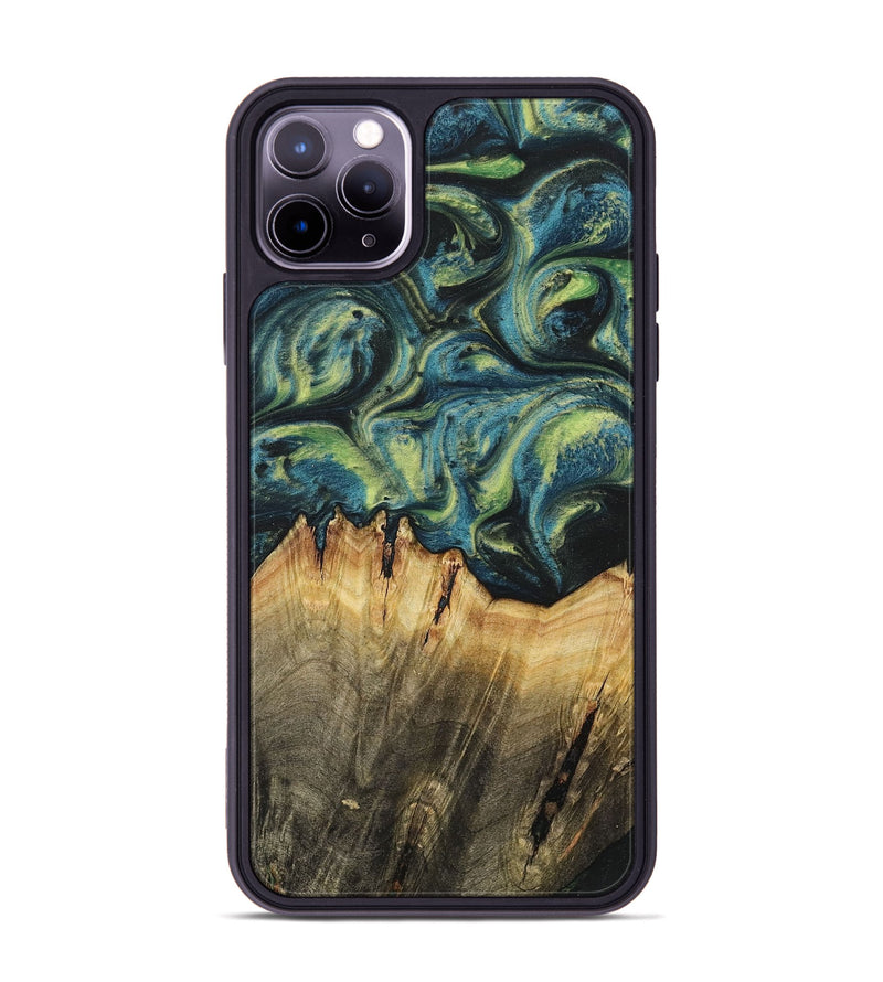 iPhone 11 Pro Max Wood+Resin Phone Case - Khloe (Green, 700397)