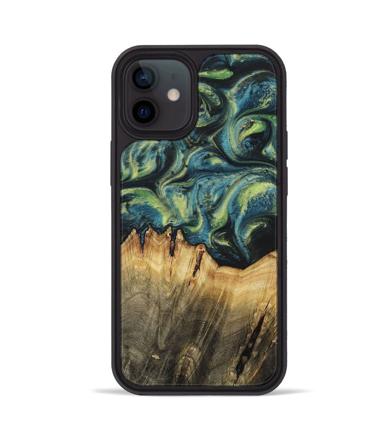 iPhone 12 Wood+Resin Phone Case - Khloe (Green, 700397)