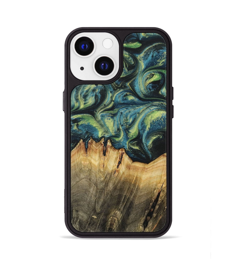 iPhone 13 Wood+Resin Phone Case - Khloe (Green, 700397)