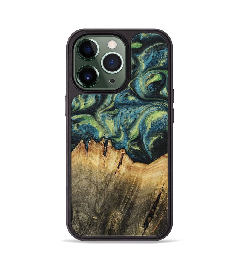 iPhone 13 Pro Wood+Resin Phone Case - Khloe (Green, 700397)