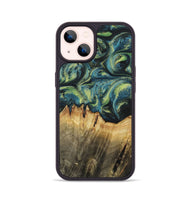 iPhone 14 Wood+Resin Phone Case - Khloe (Green, 700397)