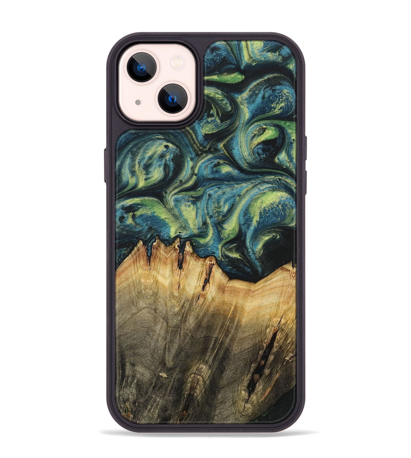 iPhone 14 Plus Wood+Resin Phone Case - Khloe (Green, 700397)