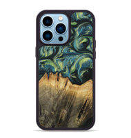 iPhone 14 Pro Max Wood+Resin Phone Case - Khloe (Green, 700397)