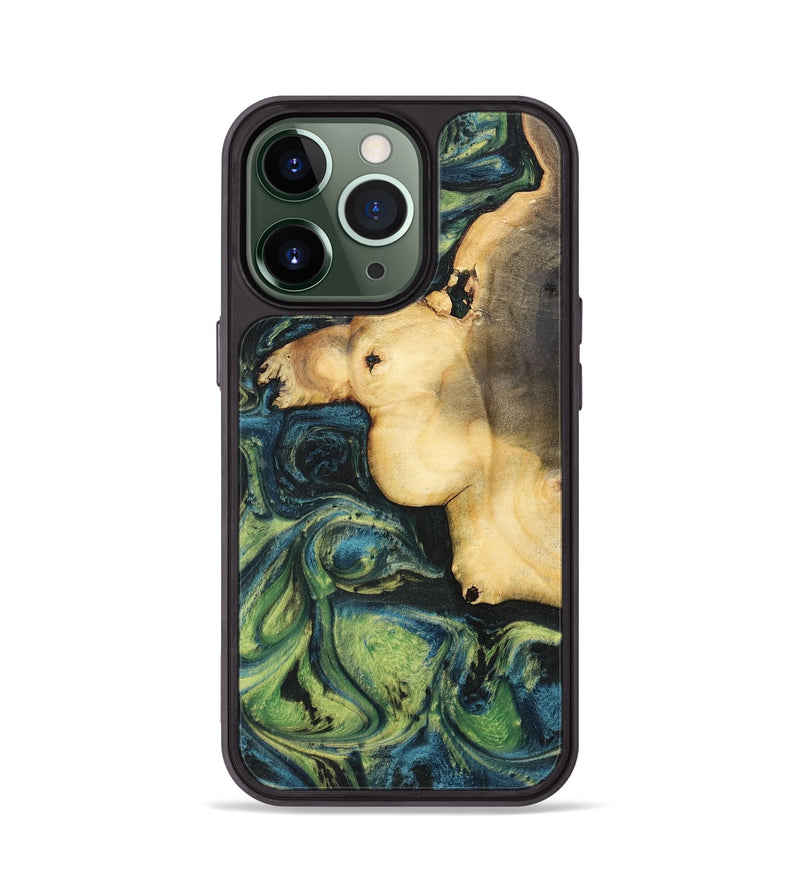iPhone 13 Pro Wood+Resin Phone Case - Tameka (Green, 700399)