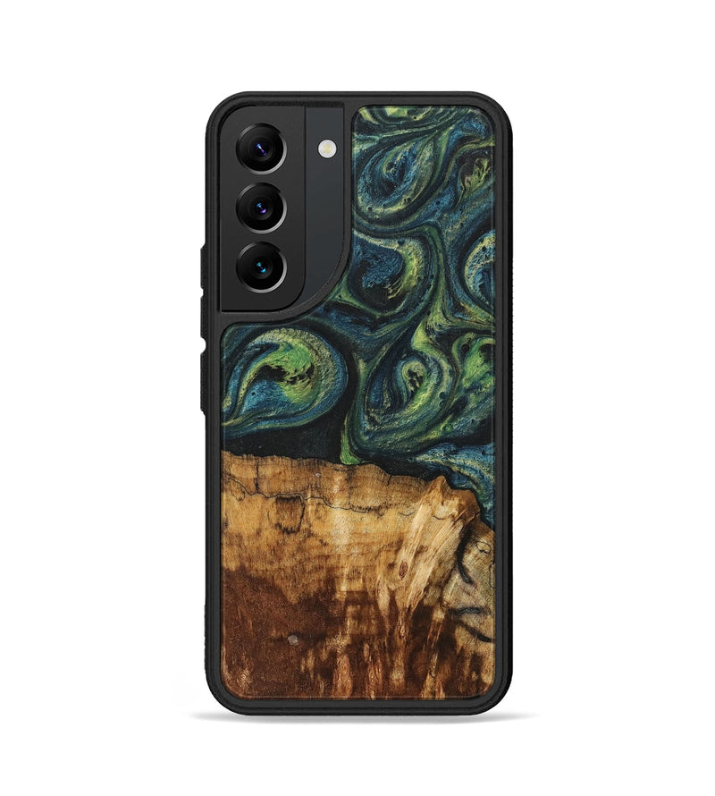Galaxy S22 Wood+Resin Phone Case - Cassie (Green, 700401)