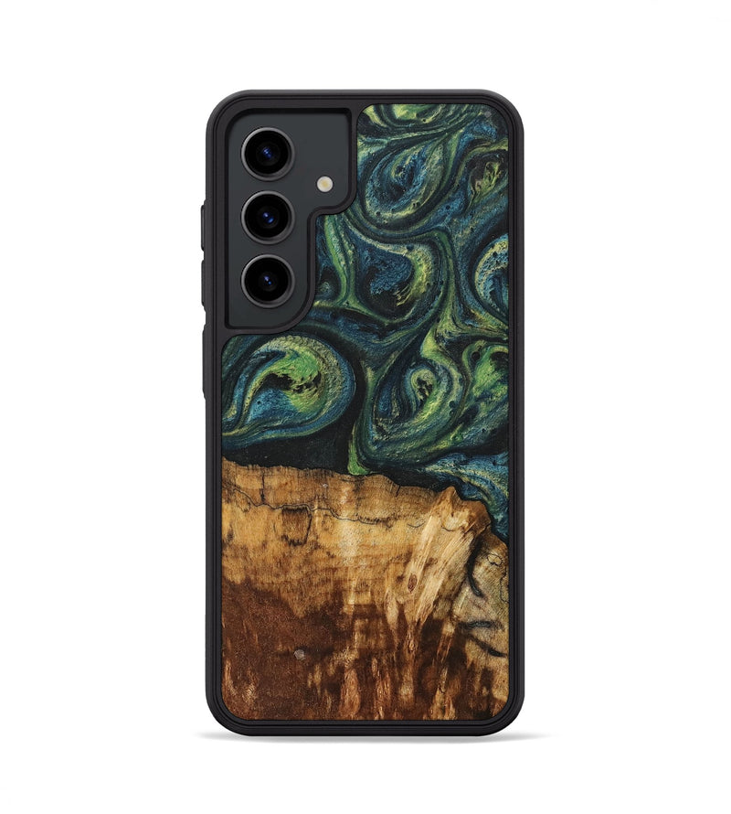 Galaxy S24 Wood+Resin Phone Case - Cassie (Green, 700401)