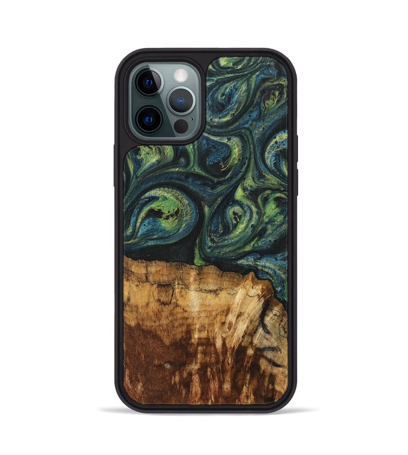 iPhone 12 Pro Wood+Resin Phone Case - Cassie (Green, 700401)
