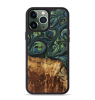 iPhone 13 Pro Max Wood+Resin Phone Case - Cassie (Green, 700401)