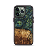 iPhone 13 Pro Wood+Resin Phone Case - Cassie (Green, 700401)