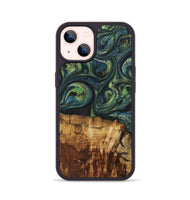iPhone 14 Wood+Resin Phone Case - Cassie (Green, 700401)