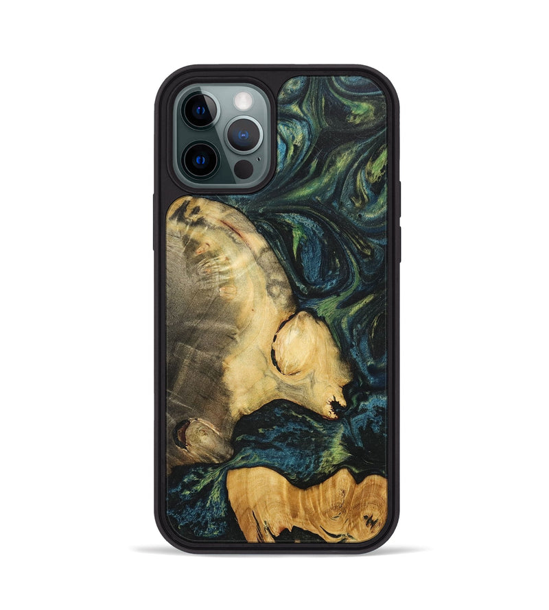 iPhone 12 Pro Wood+Resin Phone Case - Magnolia (Green, 700402)