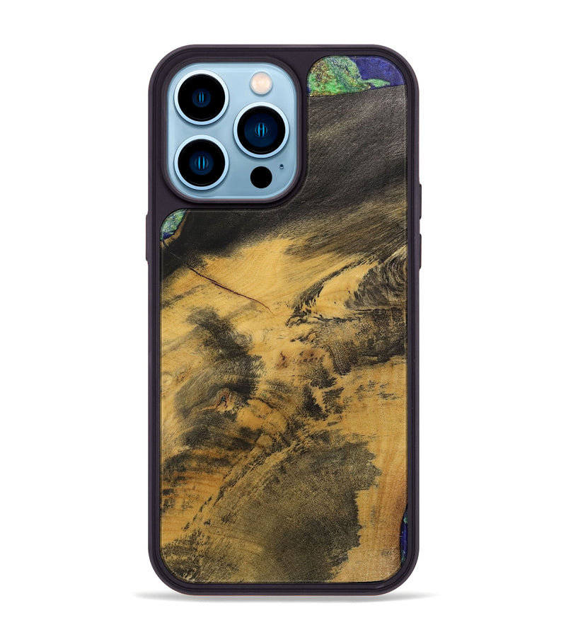 iPhone 14 Pro Max Wood+Resin Phone Case - Ernestine (Wood Burl, 700499)
