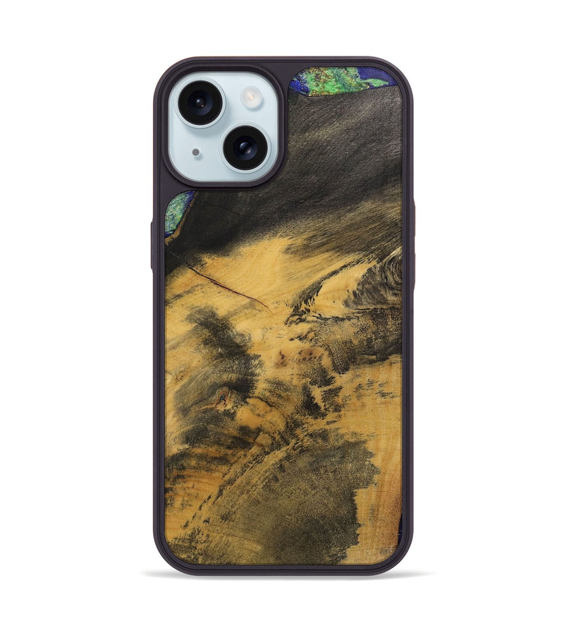 iPhone 15 Wood+Resin Phone Case - Ernestine (Wood Burl, 700499)