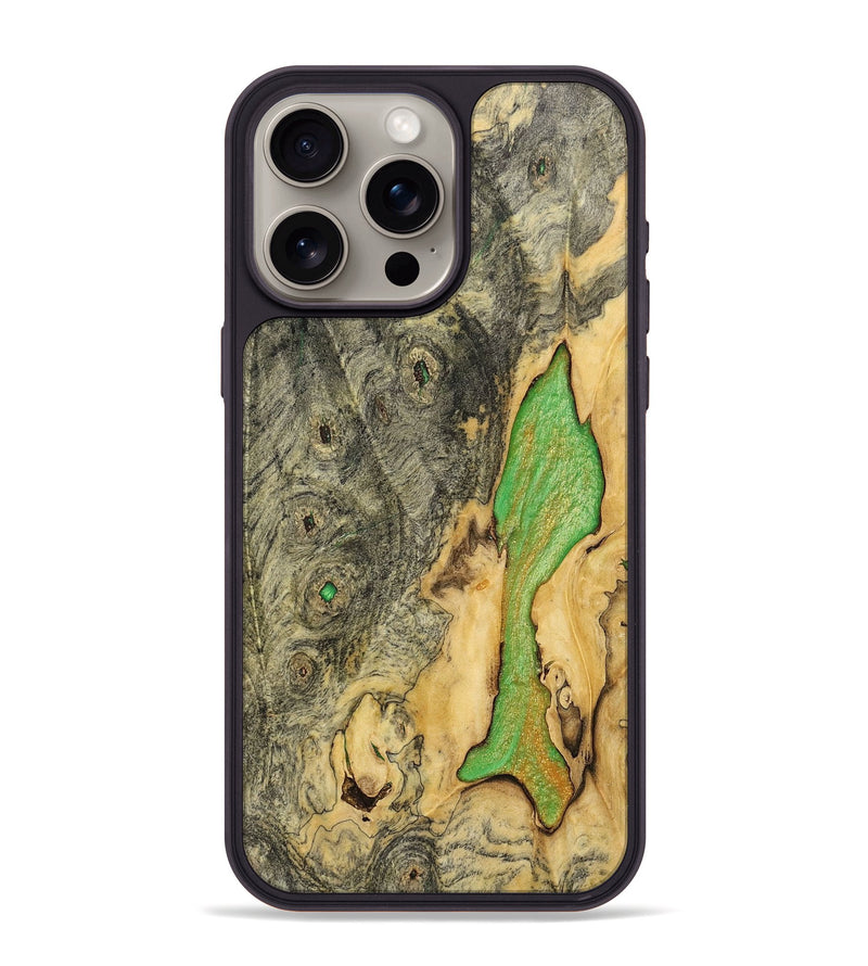 iPhone 15 Pro Max Wood+Resin Phone Case - Marlene (Wood Burl, 700507)