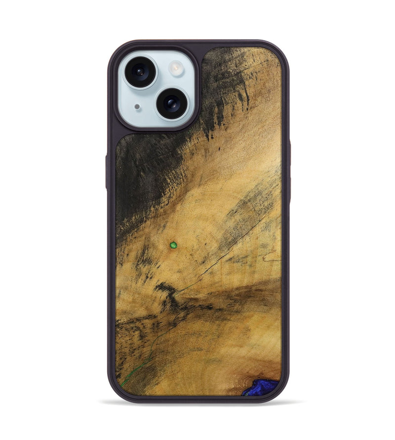 iPhone 15 Wood+Resin Phone Case - Tricia (Wood Burl, 700508)