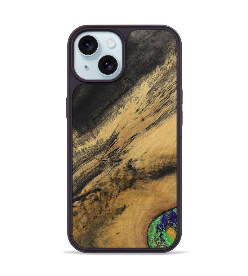 iPhone 15 Wood+Resin Phone Case - Agnes (Wood Burl, 700510)