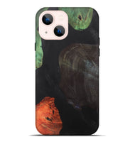 iPhone 14 Plus Wood+Resin Live Edge Phone Case - Mindy (Pure Black, 700610)